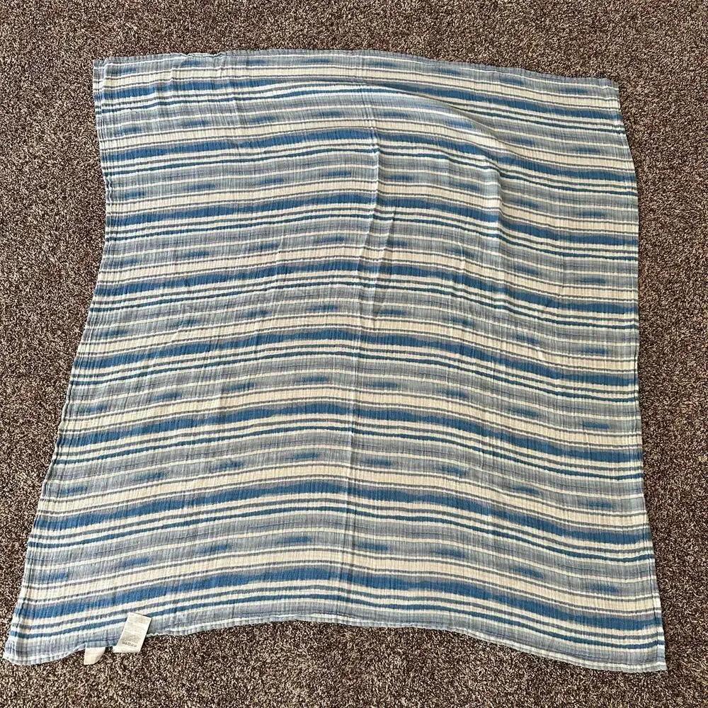 Aden + anais white label muslin swaddle blue stripes